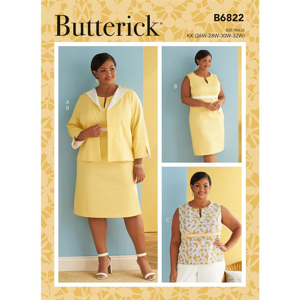 Butterick Pattern B6822 Womens Jacket Dress and Top with C D DD DDD G H Cup Sizes 6822 Image 1 From Patternsandplains.com