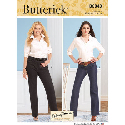 Butterick Pattern B6840 Misses and Womens Straight Leg or Boot Cut Jeans 6840 Image 1 From Patternsandplains.com