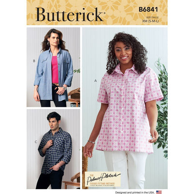 Butterick Pattern B6841 Unisex Button Down Shirts 6841 Image 1 From Patternsandplains.com