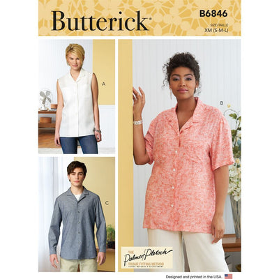 Butterick Pattern B6846 Unisex Button Down Shirts 6846 Image 1 From Patternsandplains.com