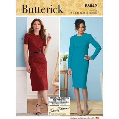 Butterick Pattern B6849 Misses Fit Pattern Dresses and Optional Collar 6849 Image 1 From Patternsandplains.com