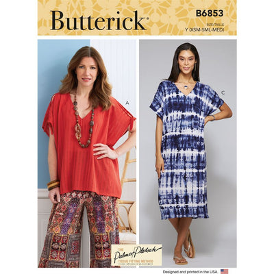 Butterick Pattern B6853 Misses V Neck Pullover Tunic and Dresses 6853 Image 1 From Patternsandplains.com