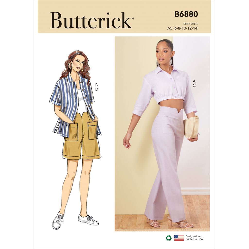 Butterick Pattern B6880 Misses Shirts Pants and Shorts 6880 Image 1 From Patternsandplains.com