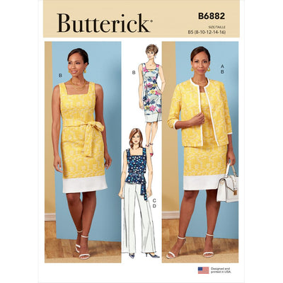 Butterick Pattern B6882 Misses Jacket Dress Top Pants and Sash 6882 Image 1 From Patternsandplains.com