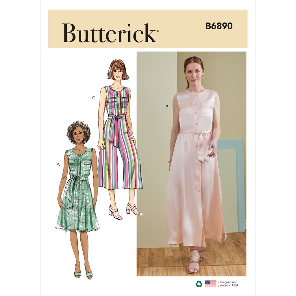 Butterick Pattern B6890 Misses Dress Jumpsuit and Sash 6890 Image 1 From Patternsandplains.com