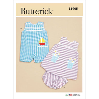 Butterick Pattern B6905 Baby Overalls Dress and Panties 6905 Image 1 From Patternsandplains.com