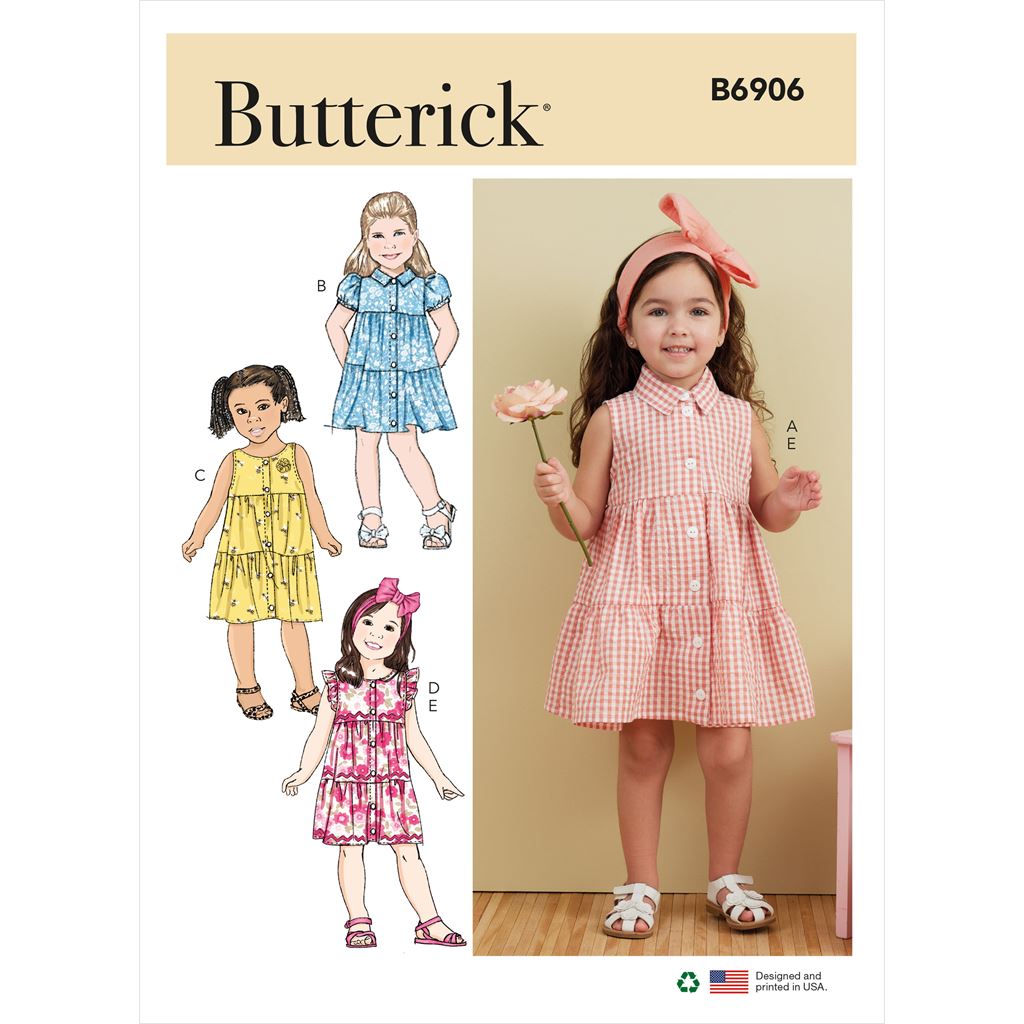 Butterick Pattern B6906 Toddlers Dress and Headband 6906 Image 1 From Patternsandplains.com