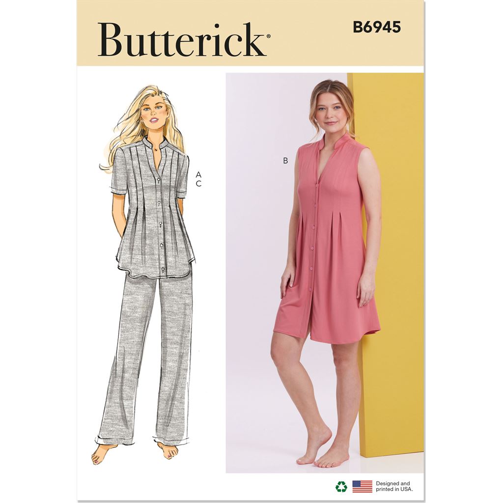 Butterick Pattern B6945 Misses' Knit Lounge Top, Dress and Pants 6945 ...