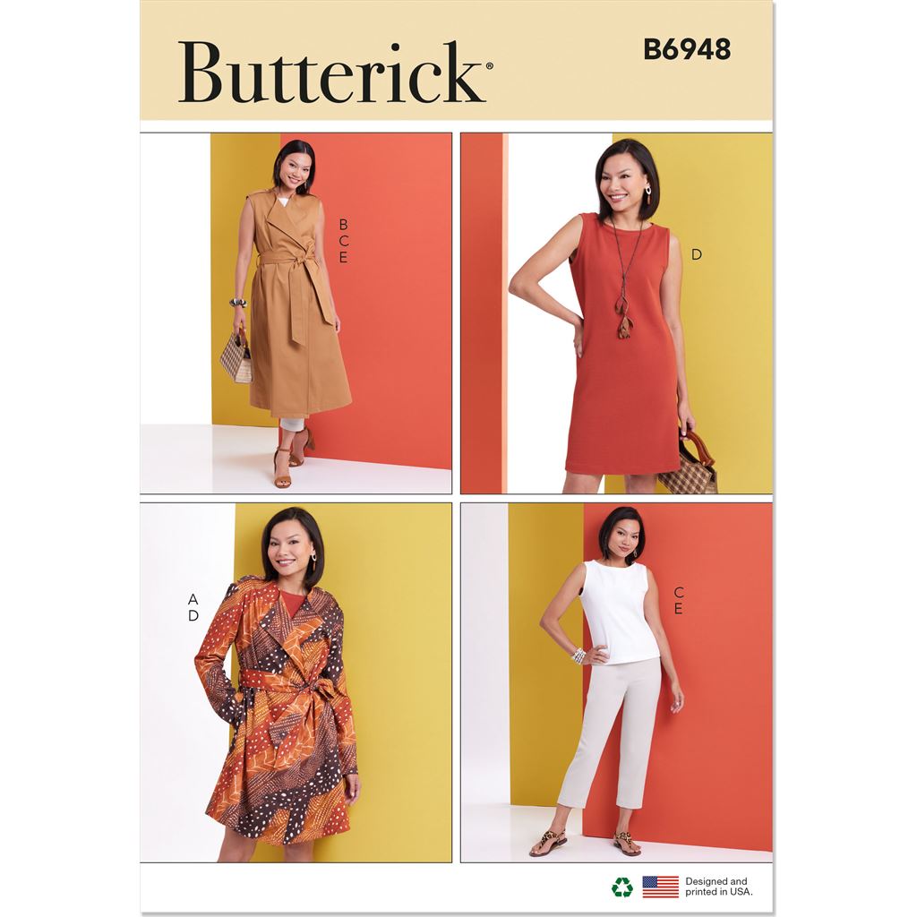 Butterick Pattern B6948 Misses Jacket and Vest with Belt Top Dress and Pant 6948 Image 1 From Patternsandplains.com