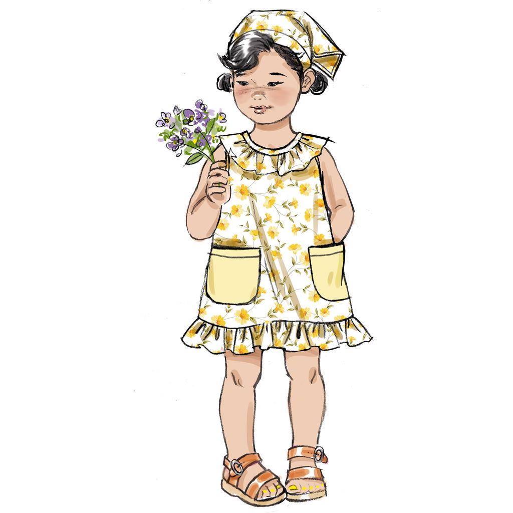 Butterick Pattern B6951 Toddlers Dress Tops Shorts Pants and Kerchief 6951 Image 3 From Patternsandplains.com