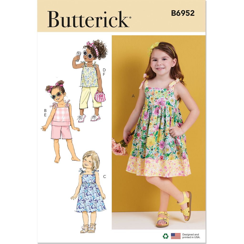 Butterick Pattern B6952 Children's Dresses, Tops, Shorts and Pants 6952 Butterick Pattern B6952 Children's Dresses, Tops, Shorts and Pants 6952