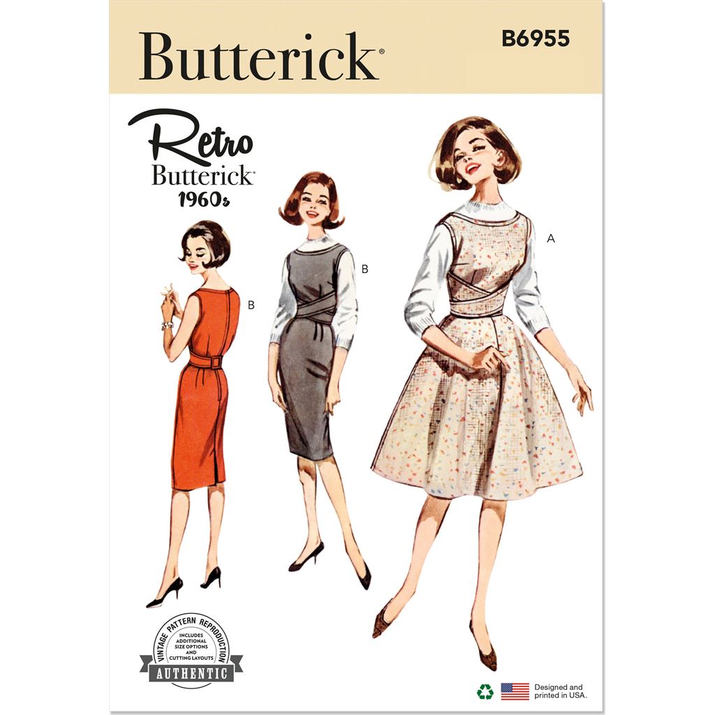Butterick Pattern B6955 Misses Shallow Necked Jumper (Pinafore) 6955 Image 1 From Patternsandplains.com