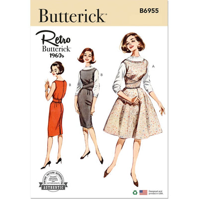 Butterick Pattern B6955 Misses Shallow Necked Jumper (Pinafore) 6955 Image 1 From Patternsandplains.com