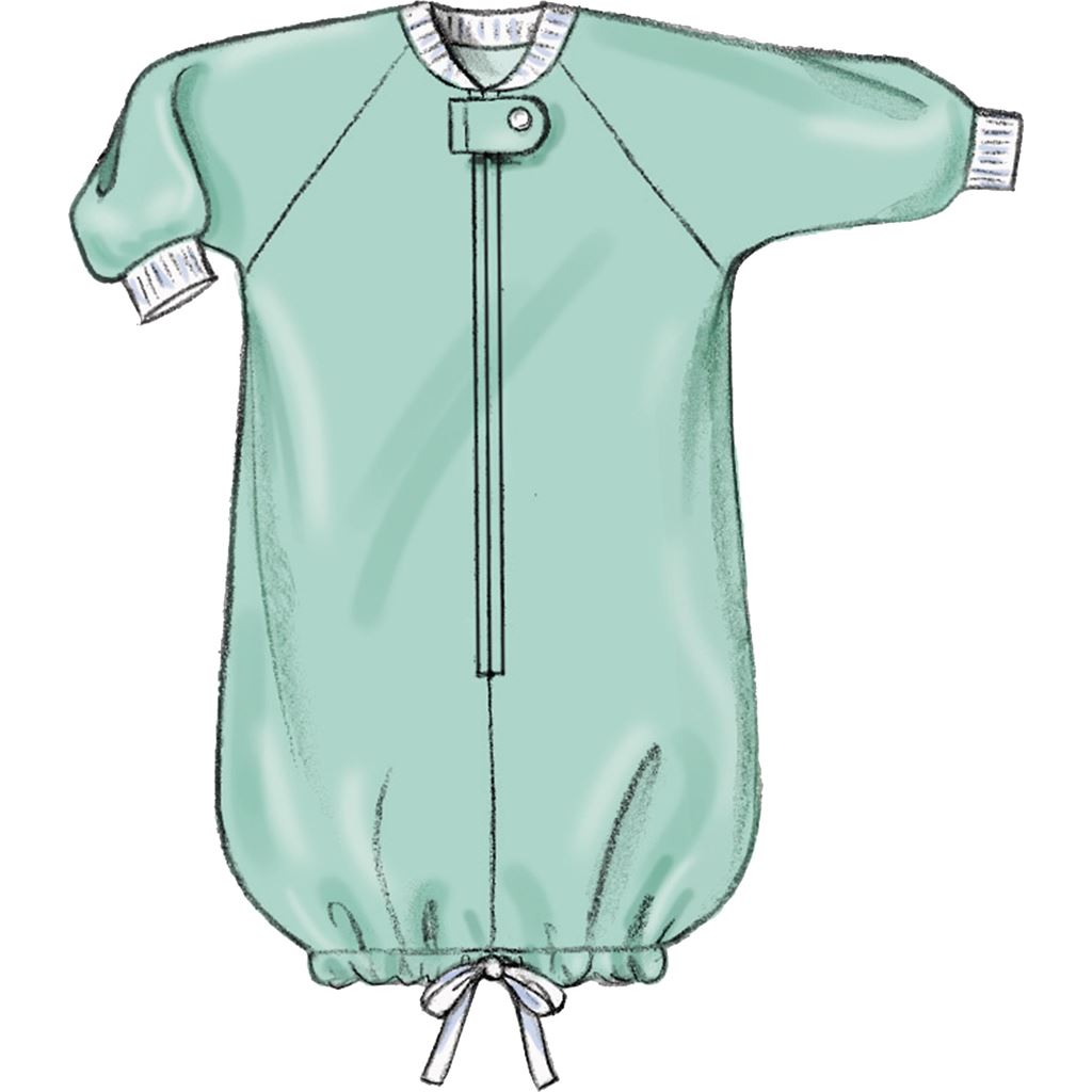 Butterick Pattern B6968 Infants Bunting Jumpsuit Shirt Diaper Cover Hat Bib Mittens Booties and Blanket 6968 Image 4 From Patternsandplains.com