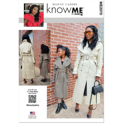 Know Me Pattern ME2070 Girls and Misses Trench Coat by Beaute JAdore 2070 Image 1 From Patternsandplains.com