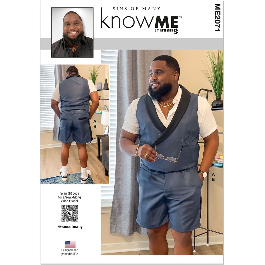 Know Me Pattern ME2071 Mens Vest and Shorts by Sins of Many 2071 Image 1 From Patternsandplains.com