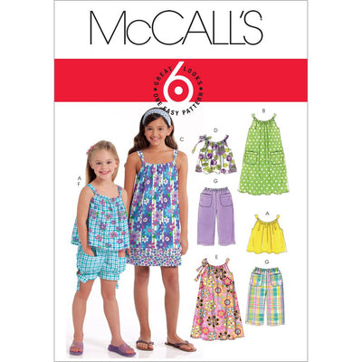 McCall's Pattern M5797 Childrens Girls Tops Dresses Shorts and Pants 5797 Image 1 From Patternsandplains.com