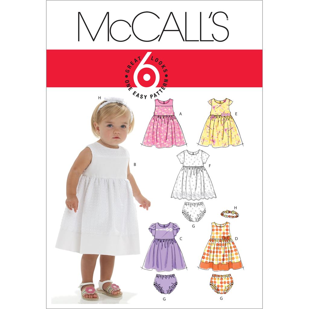 McCall's Pattern M6015 Infants Lined Dresses Panties And Headband 6015 Image 1 From Patternsandplains.com