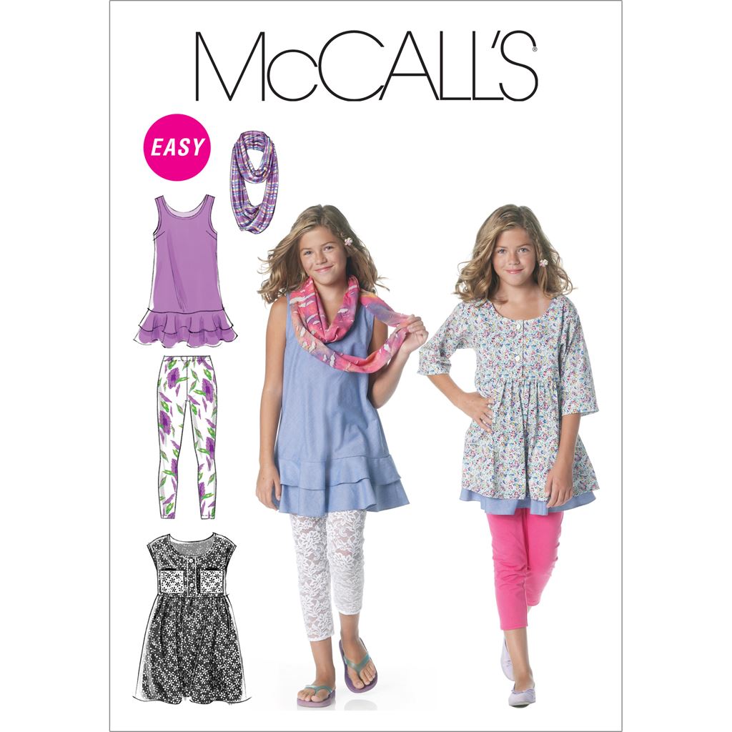 McCall's Pattern M6275 Girls Girls Plus Dresses Scarf and Leggings 6275 Image 1 From Patternsandplains.com