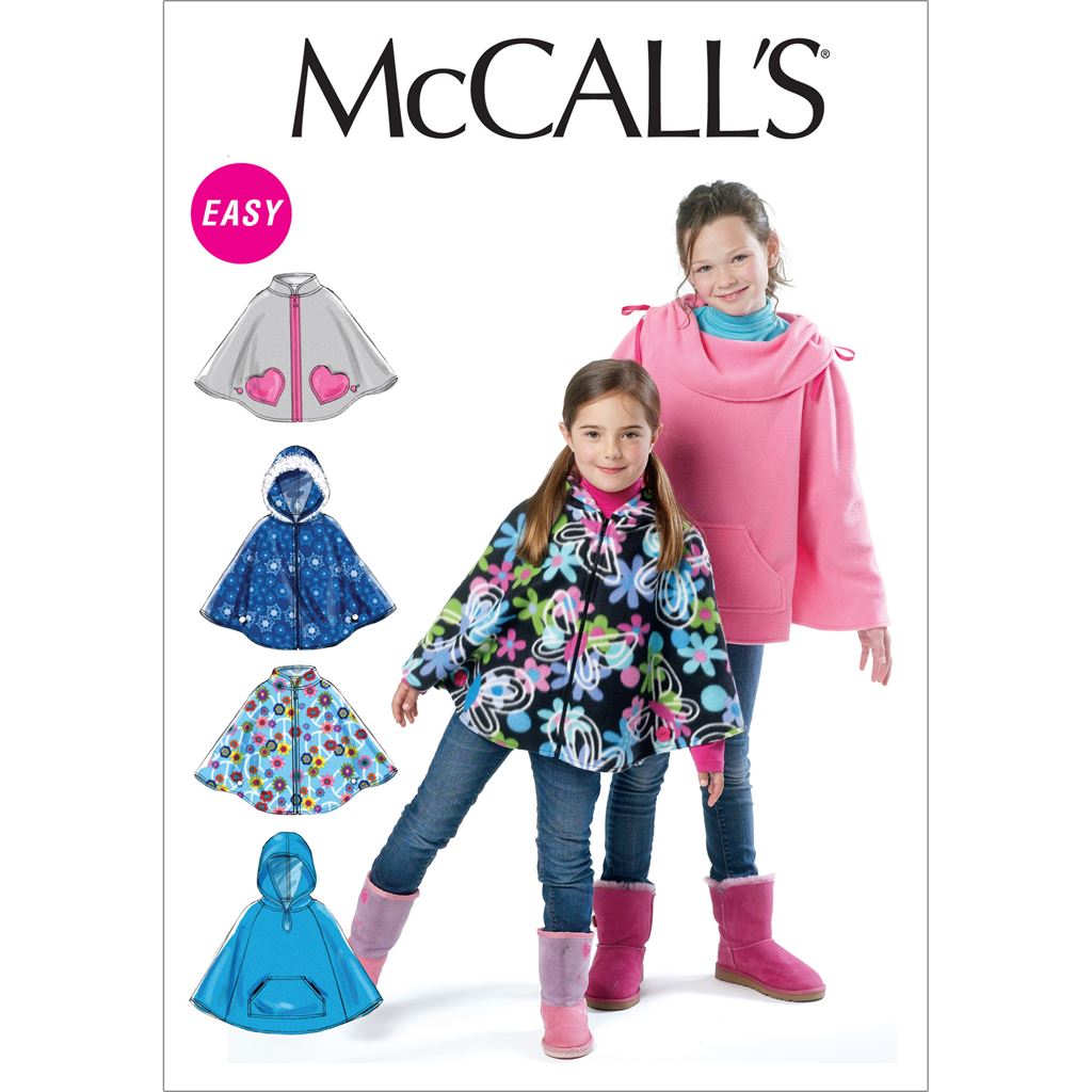 McCall's Pattern M6431 Childrens Girls Ponchos 6431 Image 1 From Patternsandplains.com