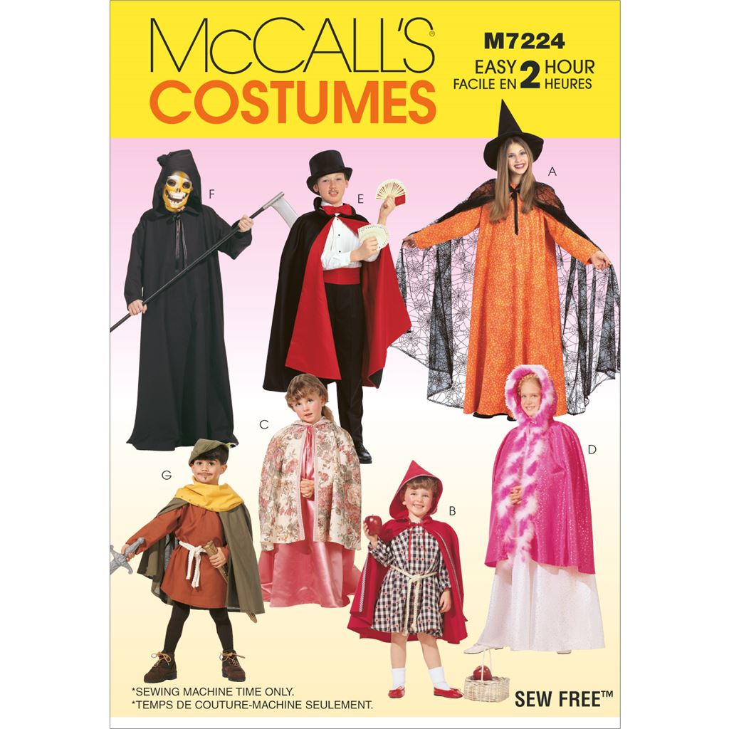 McCall's Pattern M7224 Childrens Boys and Girls Cape and Tunic Costumes 7224 Image 1 From Patternsandplains.com