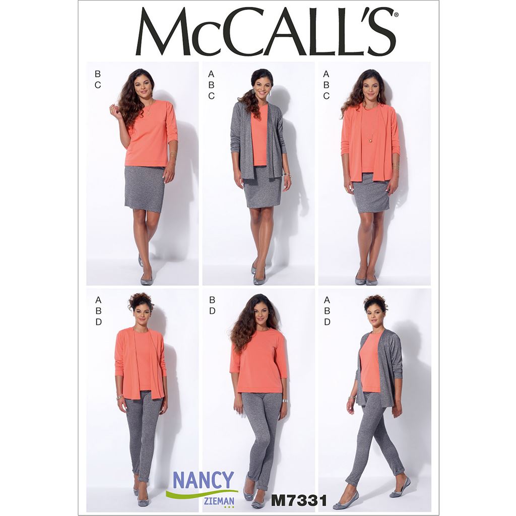 McCall's Pattern M7331 Misses Cardigan T Shirt Pencil Skirt and Leggings 7331 Image 1 From Patternsandplains.com