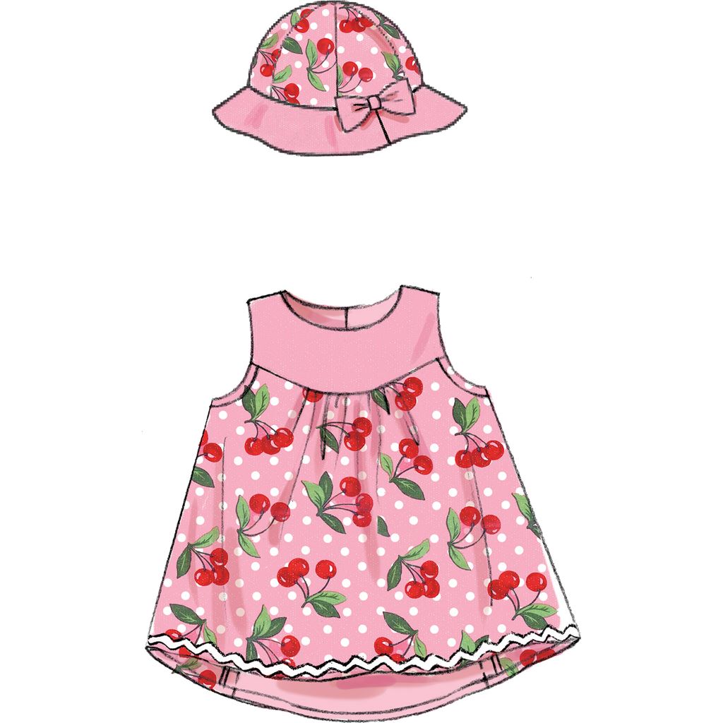 McCall's Pattern M7342 Infants Back Bow Dresses Panties Leggings and Bucket Hat 7342 Image 4 From Patternsandplains.com.jpg