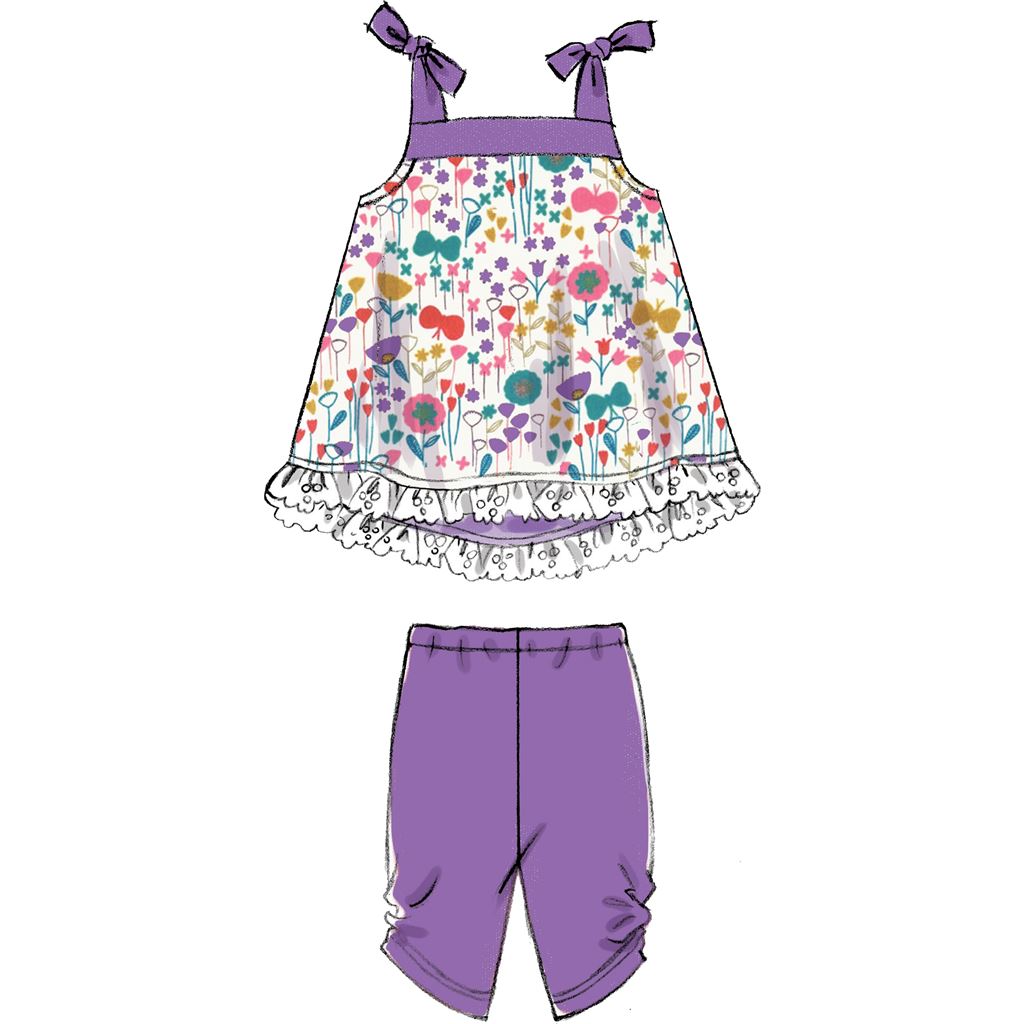 McCall's Pattern M7342 Infants Back Bow Dresses Panties Leggings and Bucket Hat 7342 Image 5 From Patternsandplains.com.jpg