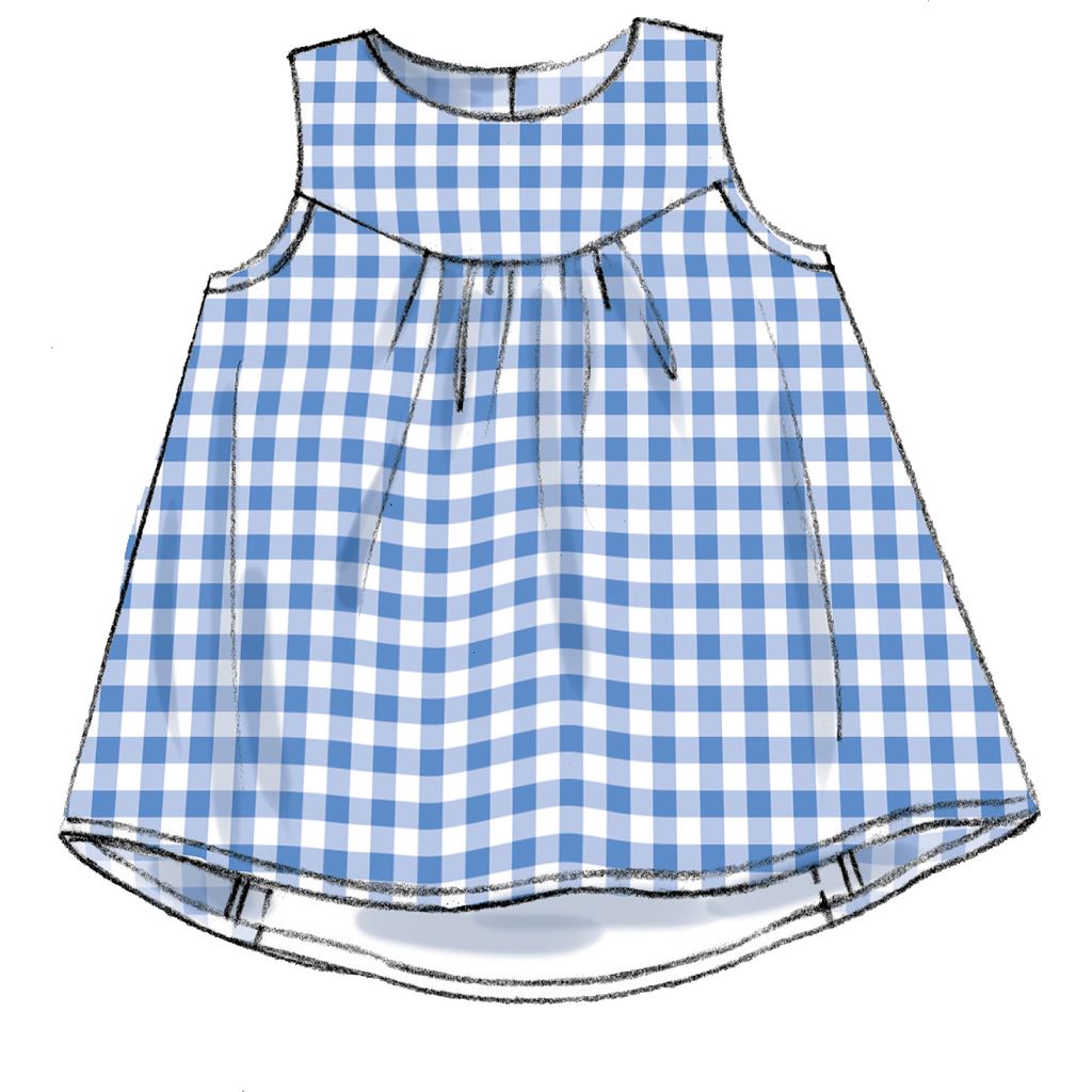 McCall's Pattern M7342 Infants Back Bow Dresses Panties Leggings and Bucket Hat 7342 Image 6 From Patternsandplains.com.jpg