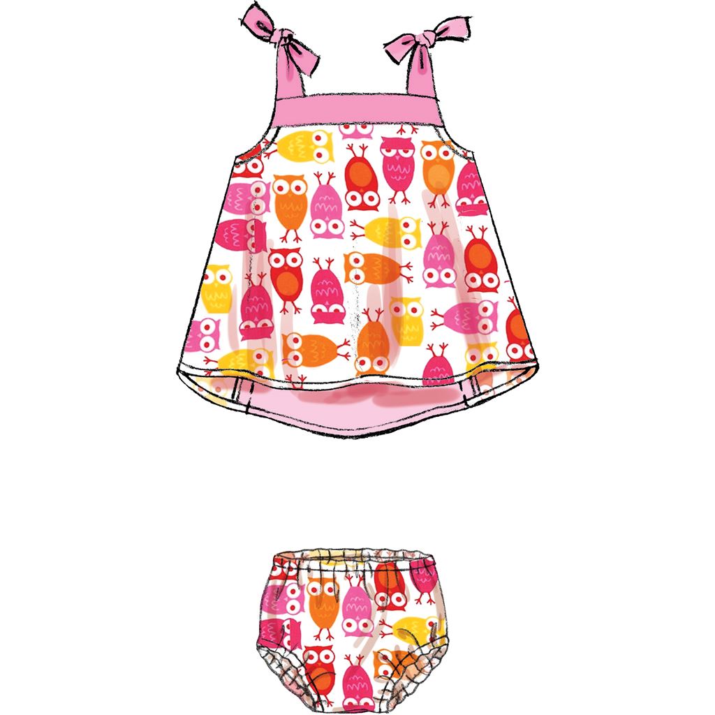 McCall's Pattern M7342 Infants Back Bow Dresses Panties Leggings and Bucket Hat 7342 Image 7 From Patternsandplains.com.jpg