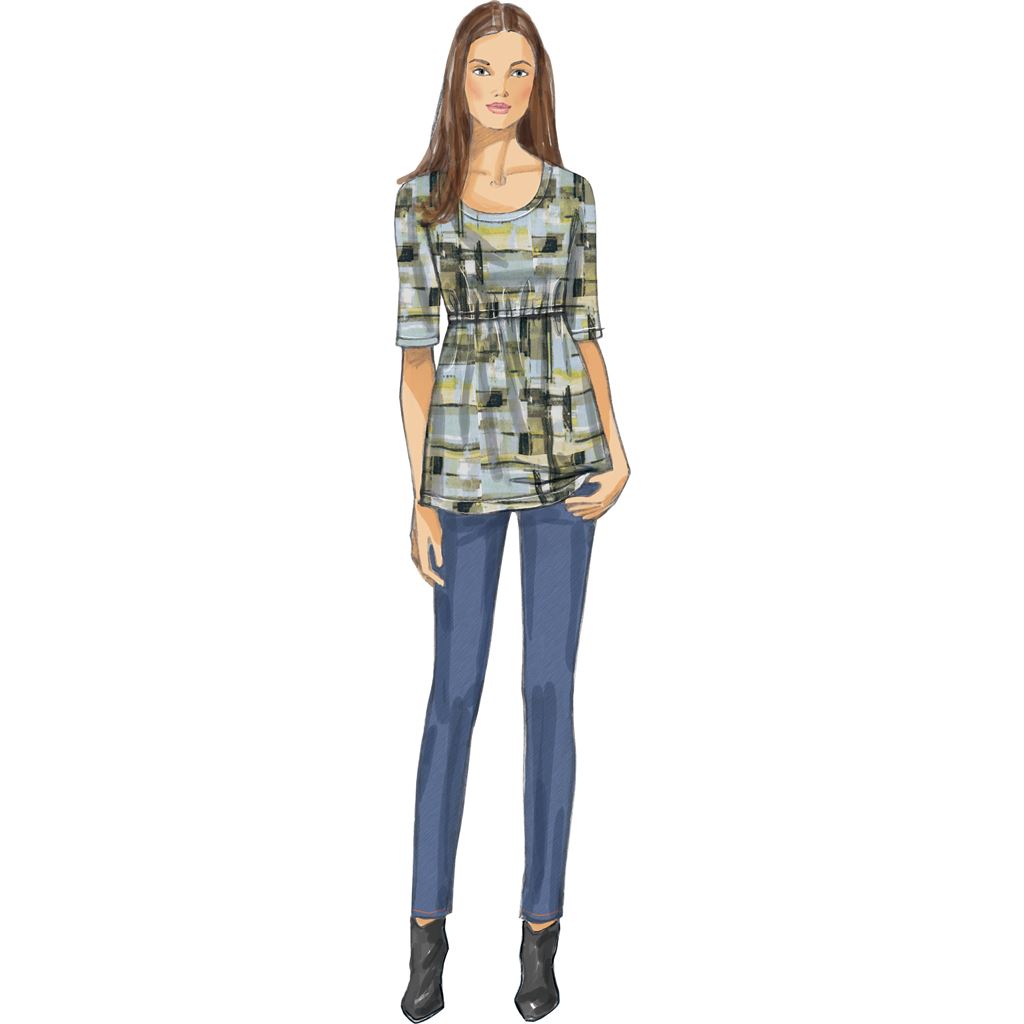 McCall's Pattern M7353 Misses Raised Elastic Waist Top and Dresses 7353 Image 3 From Patternsandplains.com.jpg