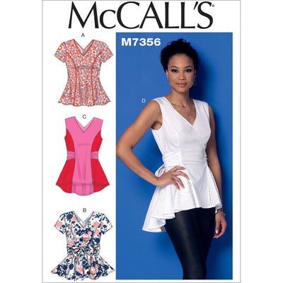 McCall's Pattern M7356 Misses V Neck Fit and Flare Tops 7356 Image 1 From Patternsandplains.com