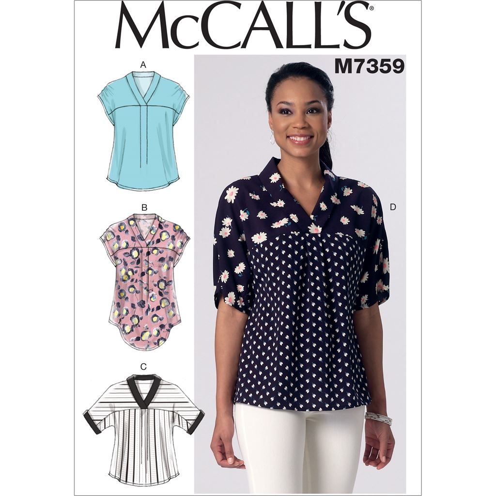McCall's Pattern M7359 Misses V Neck Dolman Sleeve Tops 7359 Image 1 From Patternsandplains.com