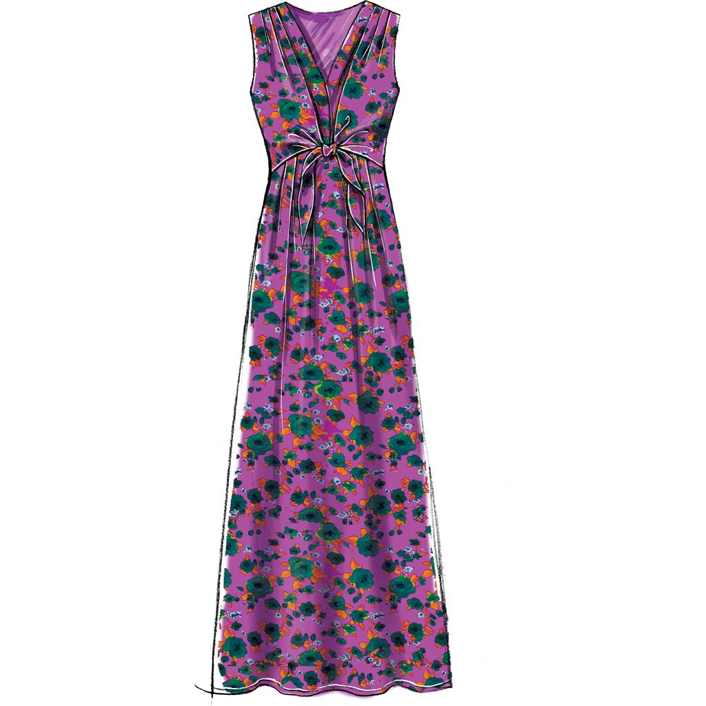 McCall's Pattern M7381 Misses Pleated Dresses with Optional Front Tie 7381 Image 3 From Patternsandplains.com.jpg