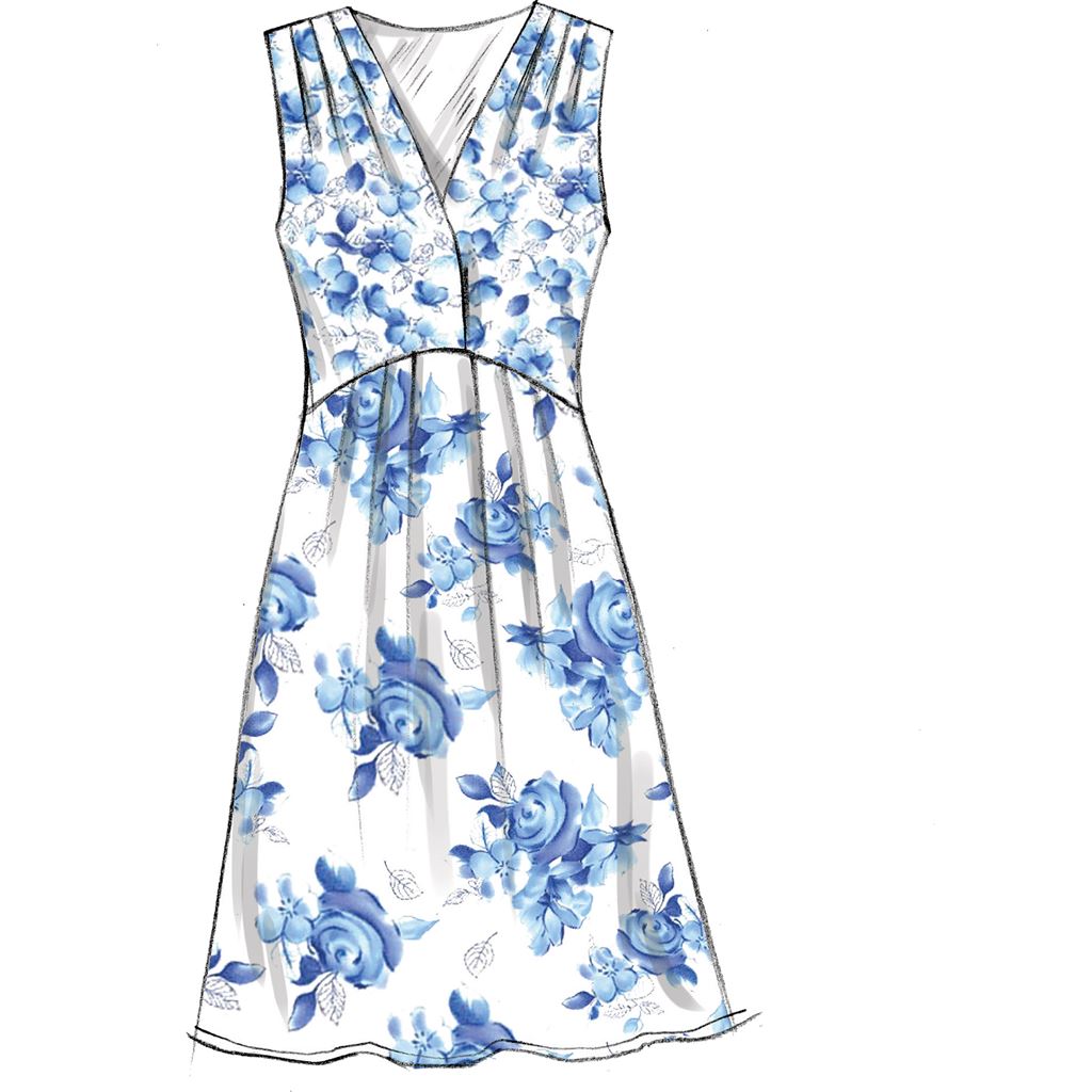 McCall's Pattern M7381 Misses Pleated Dresses with Optional Front Tie 7381 Image 4 From Patternsandplains.com.jpg