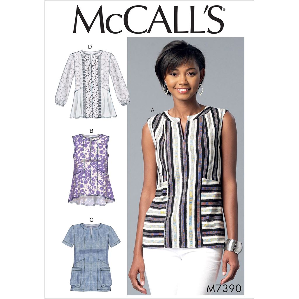McCall's Pattern M7390 Misses Split Neck Seam Detail Tops 7390 Image 1 From Patternsandplains.com
