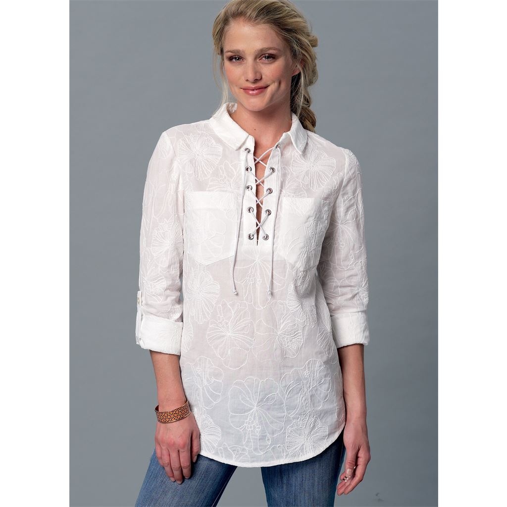 McCall's Pattern M7391 Misses Laced or Split Neck Tops and Dress 7391 Image 2 From Patternsandplains.com.jpg