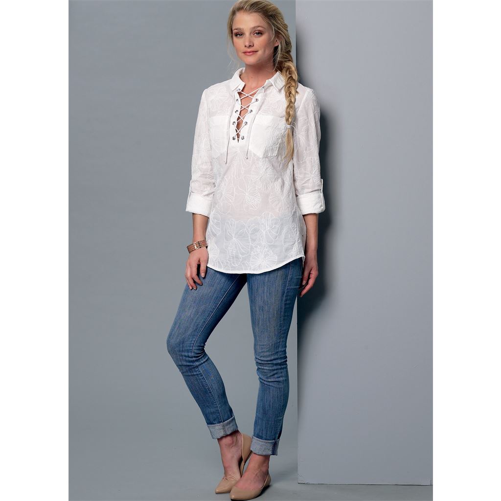 McCall's Pattern M7391 Misses Laced or Split Neck Tops and Dress 7391 Image 6 From Patternsandplains.com.jpg