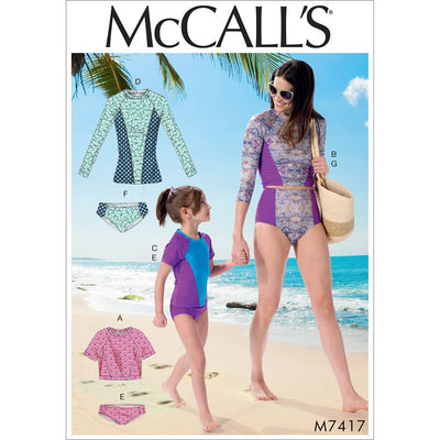 McCall's Pattern M7417 Misses Girls Swimsuits 7417 Image 1 From Patternsandplains.com