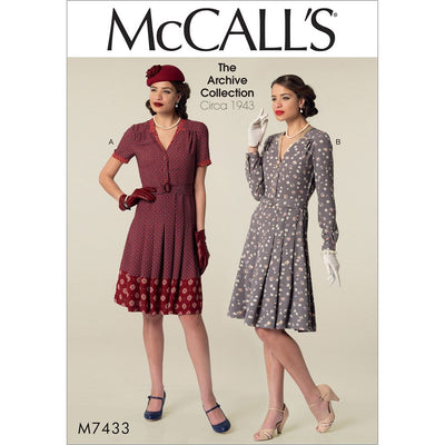 McCall's Pattern M7433 Misses Inverted Notch Collar Shirtdresses and Belt 7433 Image 1 From Patternsandplains.com