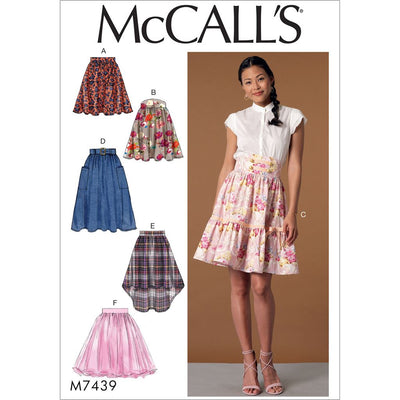 McCall's Pattern M7439 Misses Gathered and Flared Skirts with Belt 7439 Image 1 From Patternsandplains.com
