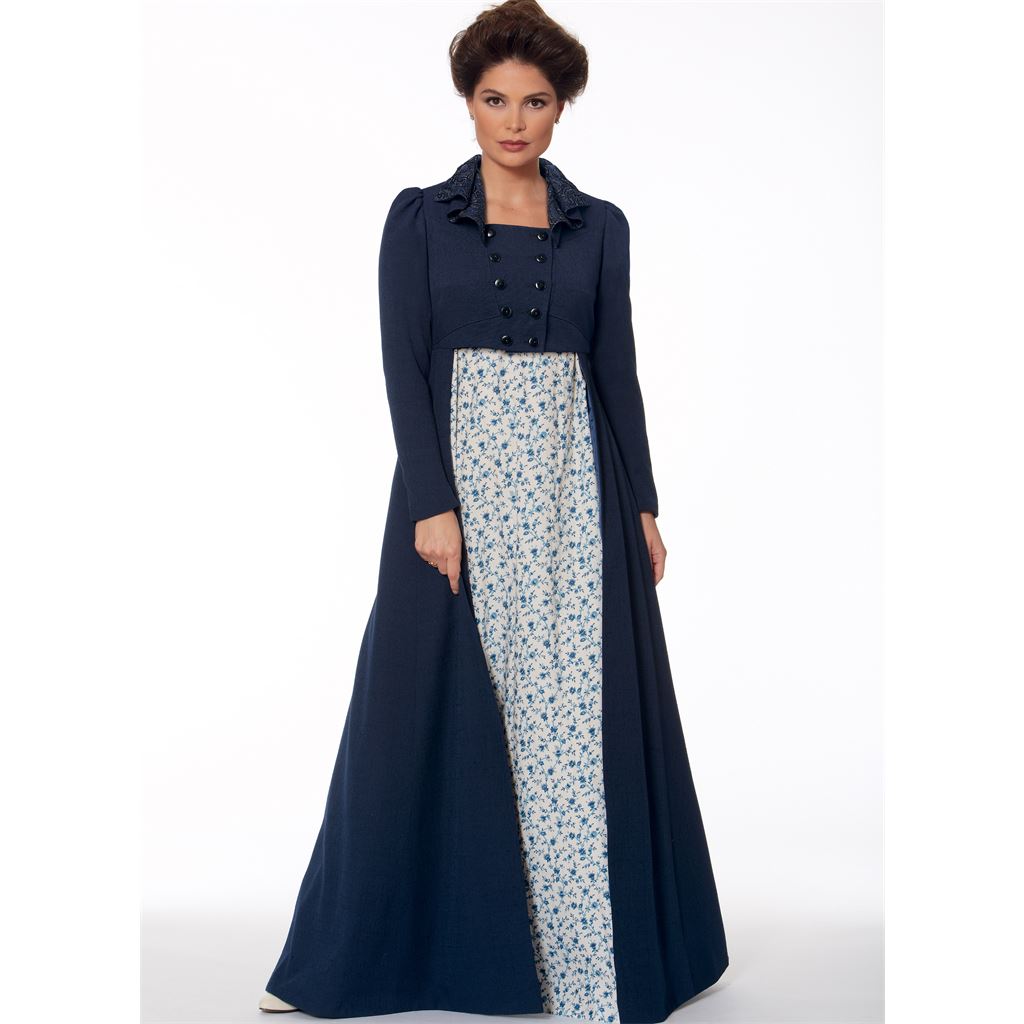 McCall's Pattern M7493 Cropped Jacket Floor Length Coat and A Line Square Neck Dress 7493 Image 2 From Patternsandplains.com.jpg