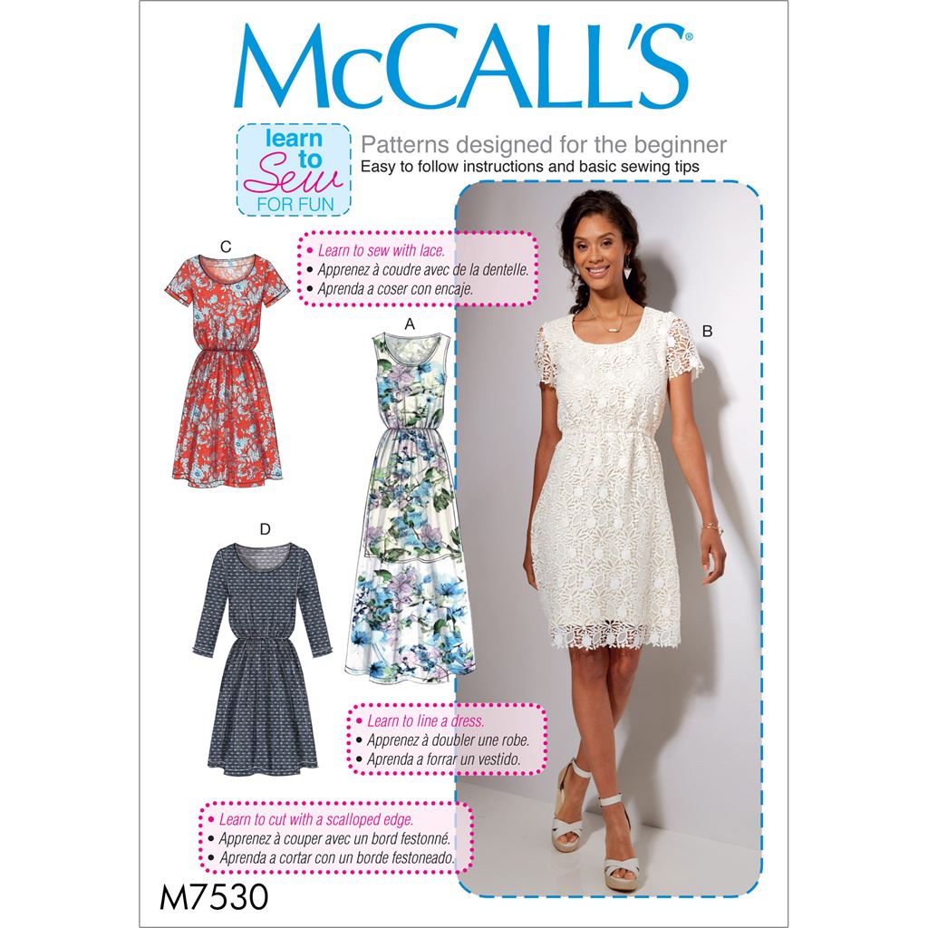 McCall's Pattern M7530 Misses Gathered Waist Scoopneck Dresses 7530 Image 1 From Patternsandplains.com