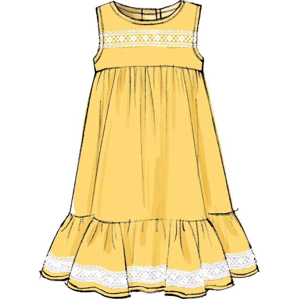 McCall's Pattern M7558 Childrens Girls Sleeveless and Ruffle Sleeve Empire Waist Dresses 7558 Image 4 From Patternsandplains.com.jpg