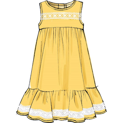 McCall's Pattern M7558 Childrens Girls Sleeveless and Ruffle Sleeve Empire Waist Dresses 7558 Image 4 From Patternsandplains.com.jpg