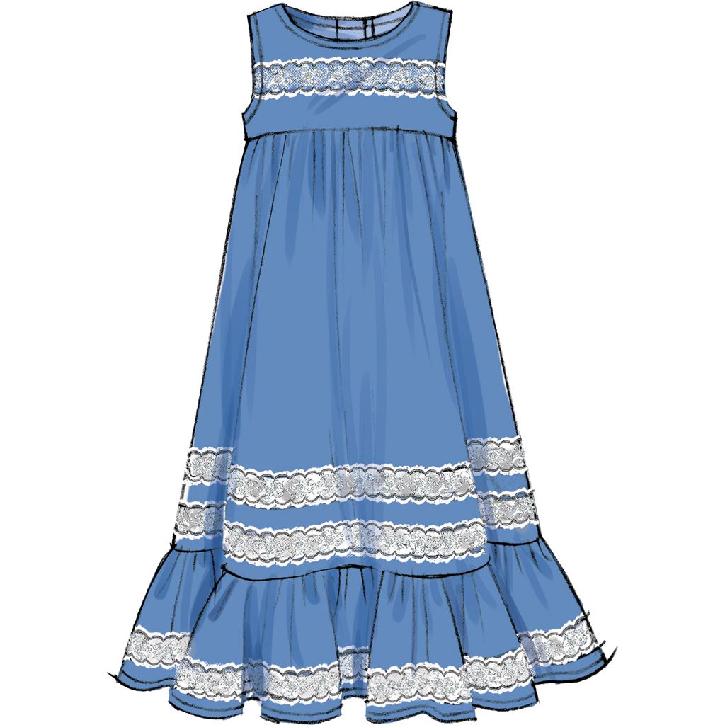McCall's Pattern M7558 Childrens Girls Sleeveless and Ruffle Sleeve Empire Waist Dresses 7558 Image 5 From Patternsandplains.com.jpg
