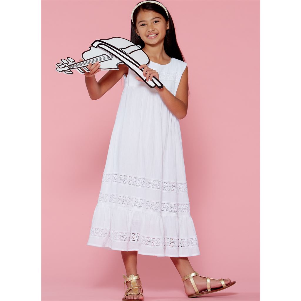 McCall's Pattern M7558 Childrens Girls Sleeveless and Ruffle Sleeve Empire Waist Dresses 7558 Image 8 From Patternsandplains.com.jpg