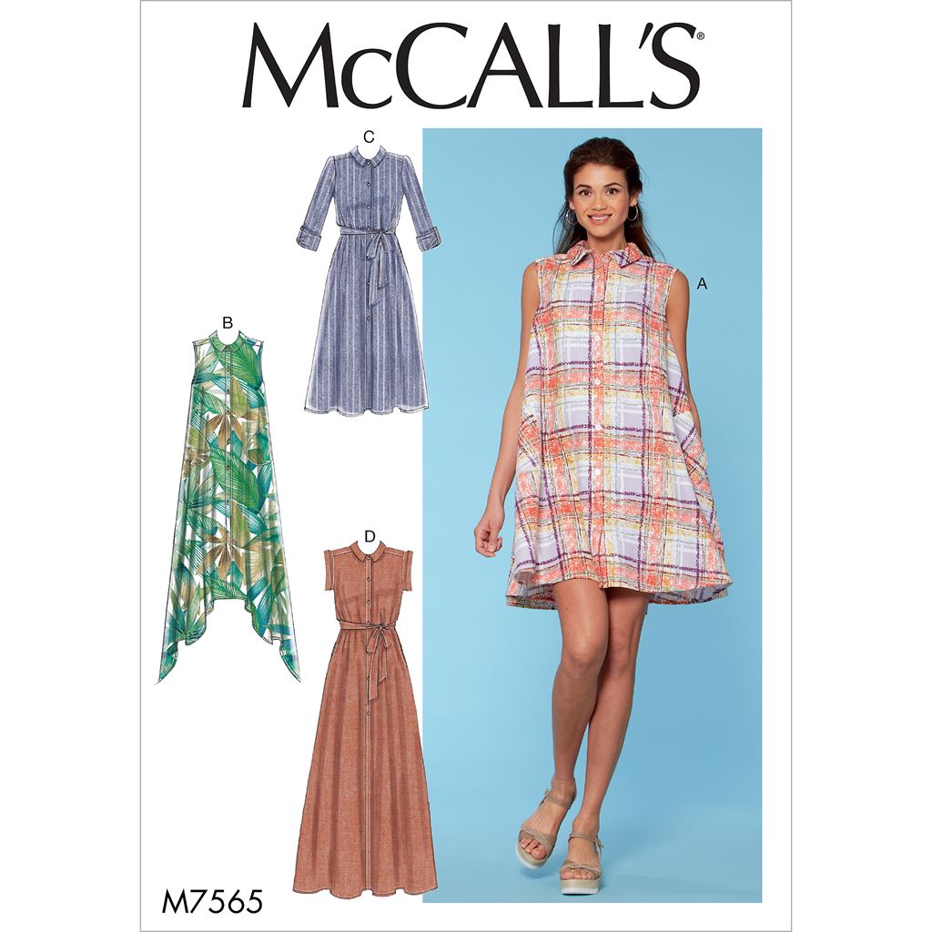 McCall's Pattern M7565 Misses Shirtdresses with Sleeve Options and Belt 7565 Image 1 From Patternsandplains.com