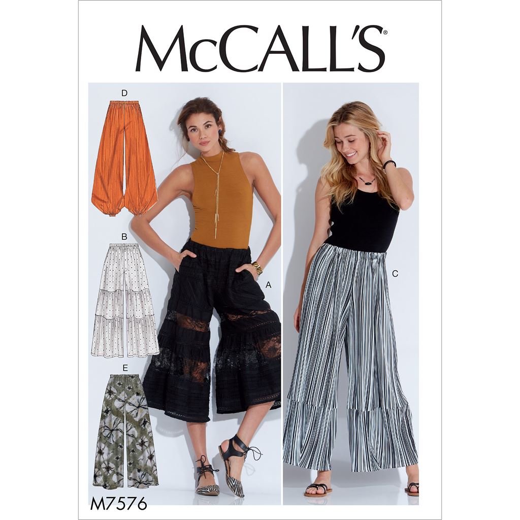 McCall's Pattern M7576 Misses Elastic Waist Loose Pants 7576 Image 1 From Patternsandplains.com