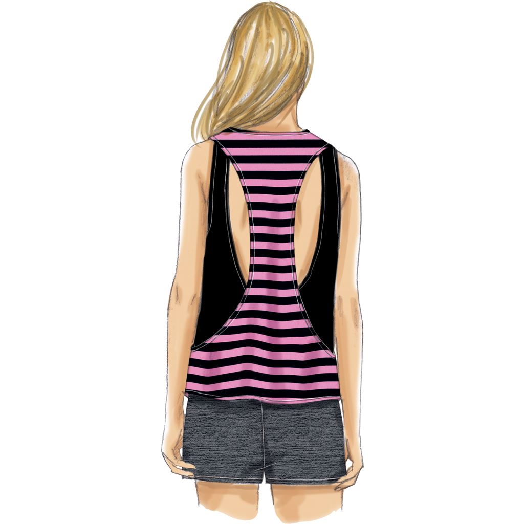 McCall's Pattern M7610 Misses Pullover Tops with Back Variations and Pull On Shorts and Pants with Elastic Waist 7610 Image 5 From Patternsandplains.com.jpg